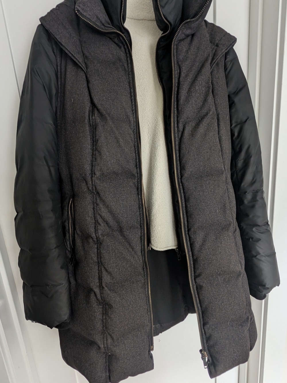 Women’s Black & Charcoal Puffer Coat with Hood